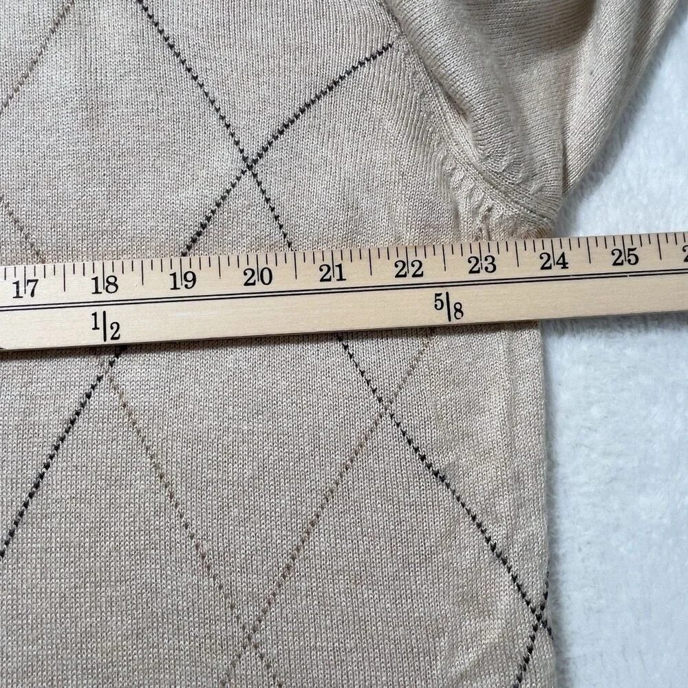 Northern Isles Silk Cashmere Argyle Sweater Mens Sz L Crew Neck‎ Long Sleeve